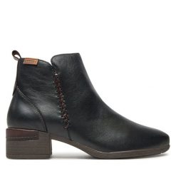 Botki Pikolinos. Czarne botki damskie Pikolinos, bez obcasa, na słupku, bez zapięcia. Za 509.99 zł.