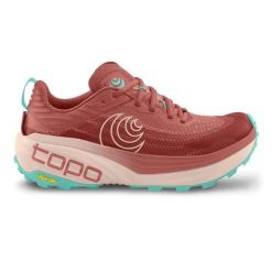 Damskie buty trailowe Topo Athletic Vista. Czerwone obuwie sportowe damskie Topo Athletic, bez wzorów, do biegania. Za 835.05 zł.