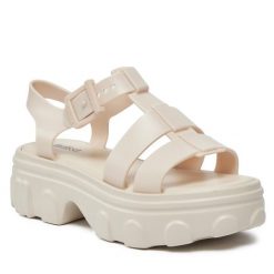 Sandały Melissa. Brązowe klapki damskie Melissa, bez wzorów, bez obcasa, na płaskiej podeszwie, bez zapięcia. Za 289.99 zł.