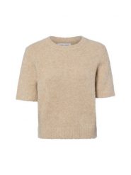 Samsøe Samsøe sweter z krótkim rękawem wykonany z wełny alpaki - Sajeanne Kobiety beżowy, XS. Brązowe swetry damskie Samsøe & Samsøe, xs, bez wzorów, z wełny, klasyczne, bez kołnierzyka, bez ramiączek, krótkie, bez kaptura. Za 749.95 zł.