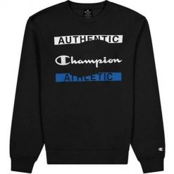 Bluzy sportowa męska Champion Crewneck Sweatshirt. Czarne bluzy męskie Champion, m, bez wzorów, bez kaptura. Za 99.98 zł.
