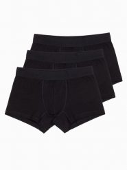 Bokserki męskie bawełniane z logowaniem - 3-pak czarne V1 OM-UNBO-0105 - XXL. Czarne bokserki męskie Ombre Clothing, m, bez wzorów, z bawełny. W wyprzedaży za 39.99 zł.