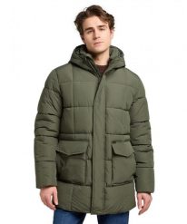 MESKA KURTKA LEE MERCURY PUFFER JKT OLIVE GRAY 112371323. Szare płaszcze męskie Lee, na zimę, l, bez wzorów, bez kaptura. Za 499.99 zł.