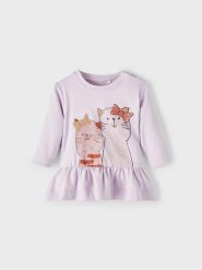 NAME IT Bluzka 13210044 Fioletowy Regular Fit. Fioletowe t-shirty i topy dla dziewczynek Name it, bez wzorów, z bawełny, bez ramiączek. Za 64.99 zł.