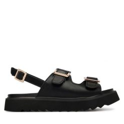 Sandały REPLAY. Czarne sandały damskie Replay, bez wzorów, bez obcasa, na płaskiej podeszwie, bez zapięcia. Za 309.99 zł.