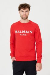 BALMAIN Czerwona męska bluza Printed Sweatshirt, Rozmiar 3XL. Czerwone bluzy męskie Balmain, m, bez wzorów, bez kaptura. W wyprzedaży za 1,900.99 zł.