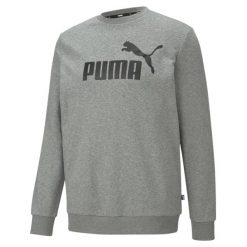 Bluza męska Puma Essential Big Logo Crew, szaro-szara. Czarne bluzy męskie Puma, m, bez wzorów, bez kaptura, na jogę i pilates. Za 249.99 zł.