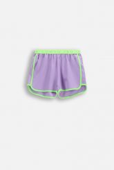 Spodenki sportowe dziecięce Lemon Explore WL6 krótkie fioletowe. Fioletowe spodenki dla dziewczynek LEMON explore, na lato, bez wzorów, z materiału, sportowe. Za 49.90 zł.
