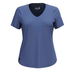 Koszulka damska Smartwool Active Ultralite. Niebieskie koszulki sportowe damskie Smartwool, bez wzorów, bez kołnierzyka, bez ramiączek, trekkingowe. Za 261.50 zł.