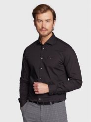 Tommy Hilfiger Koszula MW0MW25040 Czarny Slim Fit. Czarne koszule męskie Tommy Hilfiger, m, bez wzorów, z bawełny, bez kołnierzyka, bez ramiączek. Za 299.99 zł.