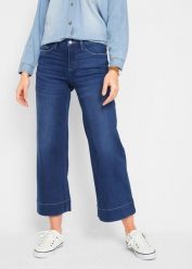 Bardzo miękkie dżinsy 7/8, culotte. Niebieskie jeansy damskie bonprix. Za 139.99 zł.