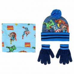 Czapki, szaliki i rękawiczki Snoopy. Niebieskie rękawiczki dziecięce Cerda, bez wzorów. Za 89.35 zł.