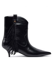 PINKO Kowbojki Ada 12 SD0099 P043 Czarny. Czarne botki damskie Pinko, ze skóry, bez obcasa, na szpilce, bez zapięcia. Za 1,449.00 zł.