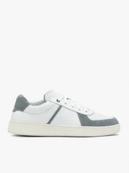 Biało-szare sznurowane półbuty. Białe buty sportowe męskie Ryłko, ze skóry, sportowe, bez zapięcia. Za 449.99 zł.