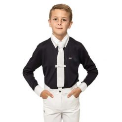 Koszulka jeździecka z krótkim rękawem dla dzieci Premier Equine Mini Antonio. Niebieskie t-shirty dla chłopców PREMIER EQUINE, bez wzorów, z bawełny, bez ramiączek. Za 354.00 zł.