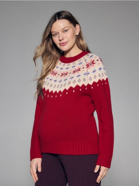 Wełniany sweter - czerwony. Czerwone swetry damskie Reserved, l, bez wzorów, z dzianiny, bez kołnierzyka, bez ramiączek, bez kaptura. Za 199.99 zł.