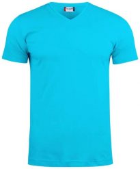 Clique Basic-T V-neck – T-shirt z dekoltem V turkusowa, dopasowany krój. Niebieskie t-shirty męskie CLIQUE, xl, bez wzorów, z bawełny, bez kołnierzyka. Za 83.11 zł.