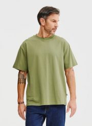 PAKO LORENTE – Zielony t-shirt oversize. Zielone t-shirty męskie Pako Lorente, s, bez wzorów, z bawełny, bez kołnierzyka. Za 69.99 zł.