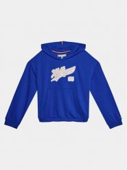 Tommy Hilfiger Bluza Hilfiger Script Hoodie KG0KG07721 Niebieski Regular Fit. Niebieskie bluzy dla dziewczynek Tommy Hilfiger, bez wzorów, z bawełny, bez ramiączek, bez kaptura. Za 279.99 zł.