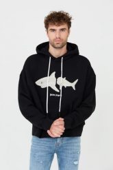 PALM ANGELS Czarna męska bluza z kapturem White Shark Hoody, Rozmiar S. Czarne bluzy męskie PALM ANGELS, m, bez wzorów, z kapturem. W wyprzedaży za 1,900.99 zł.