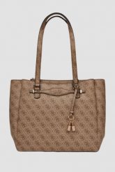 GUESS Brązowa shopperka damska Katya Multi. Brązowe torebki do ręki damskie Guess, z aplikacjami, ze skóry ekologicznej, bez dodatków. W wyprzedaży za 544.99 zł.