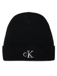 Calvin Klein Jeans Czapka Minimal Monogram Beanie K60K611542 Czarny. Czarne czapki i kapelusze damskie Calvin Klein Jeans, na zimę, bez wzorów, z jeansu. Za 239.99 zł.