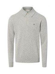 Gant dzianinowa koszulka polo z wełny jagnięcej Mężczyźni Wełna szary, XL. Szare koszulki polo męskie GANT, m, bez wzorów, z dzianiny, eleganckie, bez ramiączek. Za 749.95 zł.