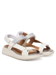 Geox Sandały D Flextride S D65BSD 05415 C1236 Biały. Białe sandały damskie Geox, bez wzorów, ze skóry, bez obcasa, na płaskiej podeszwie, bez zapięcia. Za 419.99 zł.