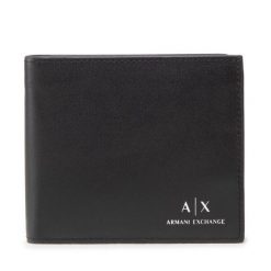 Portfel Armani Exchange. Czarne portfele męskie Armani Exchange, bez wzorów. Za 209.99 zł.