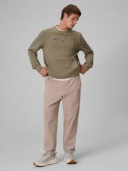 4F Bluza dresowa regular bez kaptura męska - khaki XXL. Brązowe bluzy męskie 4f, m, bez wzorów, z dresówki, bez kaptura. Za 159.99 zł.