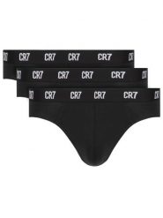 Cristiano Ronaldo CR7 Komplet 3 par slipów Main Basic Brief 3-Pack 8100-66-900 Czarny. Czarne slipki męskie Cristiano Ronaldo CR7, m, bez wzorów, z bawełny. Za 99.99 zł.