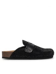 Eva Minge Klapki PERPETUE-24SS03 Czarny. Czarne klapki damskie Eva Minge, bez wzorów, ze skóry, bez obcasa. Za 249.99 zł.