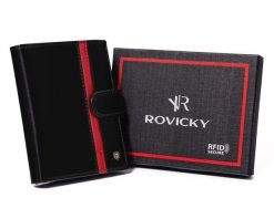 Portfel skórzany Rovicky N4L-RVTP-2985 Bla czarny. Czarne portfele męskie ROVICKY, bez wzorów. Za 80.00 zł.