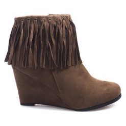 Zamszowe Botki Na Koturnie Boho 6257-15 Khaki. Zielone botki damskie ButyModne, z zamszu, boho, bez obcasa, na koturnie, bez zapięcia. Za 77.99 zł.