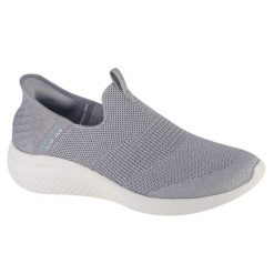 Tenisówki Skechers Model Slip-ins: Sumit Kolor Szary. Szare obuwie sportowe damskie Skechers, bez wzorów, z tkaniny, sportowe, bez zapięcia. Za 359.99 zł.