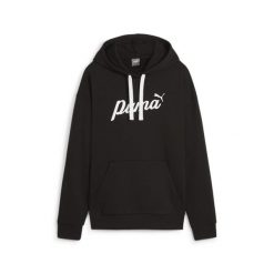 Bluza sportowa damska Puma Ess+ Script. Czarne bluzy sportowe damskie Puma, m, bez wzorów, z bawełny, z kapturem. Za 327.00 zł.