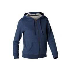 Bluza z kapturem na zamek Gym & Pilates 520 damska. Niebieskie bluzy damskie DOMYOS, xl, bez wzorów, z bawełny, z kapturem. Za 59.99 zł.