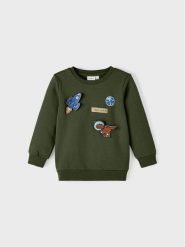 NAME IT Bluza 13221575 Zielony Regular Fit. Zielone bluzy dla chłopców Name it, bez wzorów, z bawełny, bez ramiączek, bez kaptura. Za 69.99 zł.