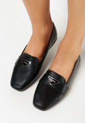 Czarne Płaskie Mokasyny Loafersy z Delikatną Klamerką Bradlie. Czarne mokasyny damskie Born2be, z jeansu, eleganckie. Za 64.99 zł.