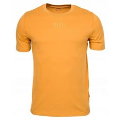 PUMA koszulka t-shirt Mężczyzna logo sportowa roz.S. Żółte koszulki sportowe męskie Puma, na lato, m, bez wzorów, z bawełny, bez kołnierzyka, bez ramiączek. Za 75.00 zł.