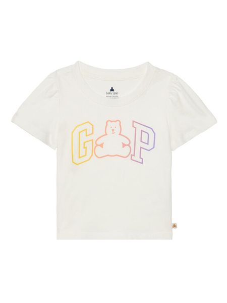 Gap T-Shirt 736117-01 Biały Regular Fit. Białe t-shirty i topy dla dziewczynek GAP, bez wzorów, z bawełny, bez ramiączek. Za 39.99 zł.