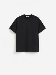 Bawełniany t-shirt oversize - czarny. Czarne t-shirty męskie Reserved, l, bez wzorów, z bawełny, bez kołnierzyka. Za 69.99 zł.