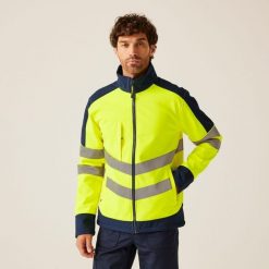 Softshell roboczy męski Hi-s Pro 3-Layer. Żółte kurtki męskie Regatta, m, bez wzorów, z softshellu, trekkingowe. W wyprzedaży za 262.49 zł.