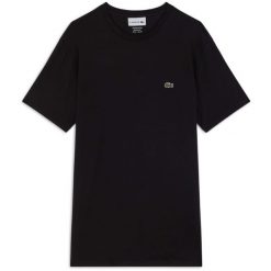 Koszulka Lacoste Czarna Regular Fit Męska. Czarne koszulki sportowe męskie Lacoste, m, bez wzorów, z bawełny, bez kołnierzyka, bez ramiączek. Za 253.40 zł.