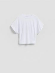 T-shirt z modalem - złamana biel. T-shirty damskie Reserved, l, bez wzorów, z dzianiny, bez kołnierzyka. Za 69.99 zł.