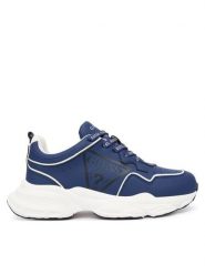 Guess Sneakersy L5BZ10 WO120 Granatowy. Niebieskie buty sportowe chłopięce Guess, z aplikacjami, ze skóry, bez zapięcia. Za 259.99 zł.