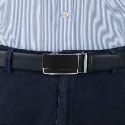 Pasek męski skórzany 3,5 cm klamra automatyczna Beltimore granatowy 02-573 : Kolory - granatowy, Rozmiar pasków - r.105-120 cm. Niebieskie paski damskie bez wzorów, ze skóry, wizytowe. Za 64.99 zł.