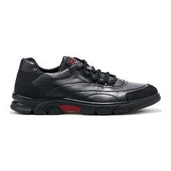 Czarne sportowe buty męskie. Czarne półbuty na co dzień męskie sportowe, bez zapięcia. Za 181.89 zł.