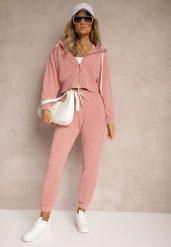 Różowe Dresowe Spodnie z Dodatkiem Bawełny High Waist z Gumką w Pasie Pesaria. Czerwone spodnie dresowe damskie Renee, l, bez wzorów, z bawełny. Za 49.99 zł.