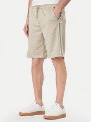 Guess Szorty sportowe Z6GD12 K3220 Beżowy Regular Fit. Brązowe krótkie spodenki sportowe męskie Guess, m, z aplikacjami, z syntetyku. Za 379.99 zł.